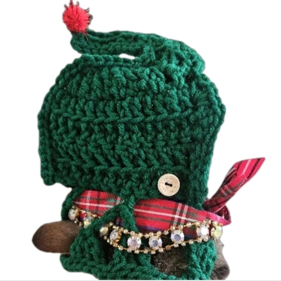 Hand Crafted Christmas Pet Hat Handmade Knit Hat Cats Dogs Puppies Small Pets - Picture 10 of 16